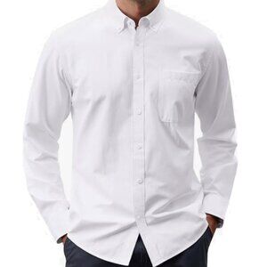 Classroom Men's Long Sleeve Oxford Shirt - 57654 - White